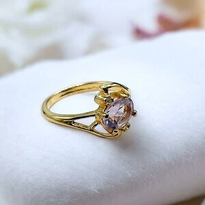 🌺Vintage Lind 24K GE Amethyst & Genuine Diamond Ring